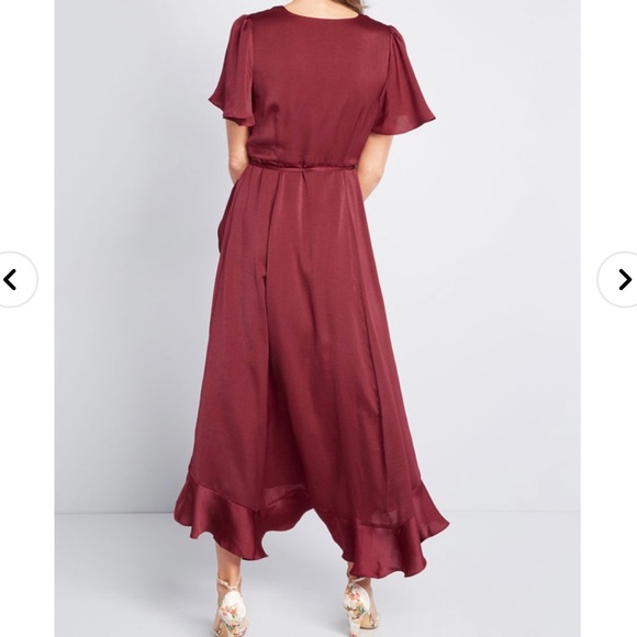 ModCloth Wine/Maroon Wrap Dress Size XXS 00/0 Gorgeous Ruffled Hem - Picture 5 of 13